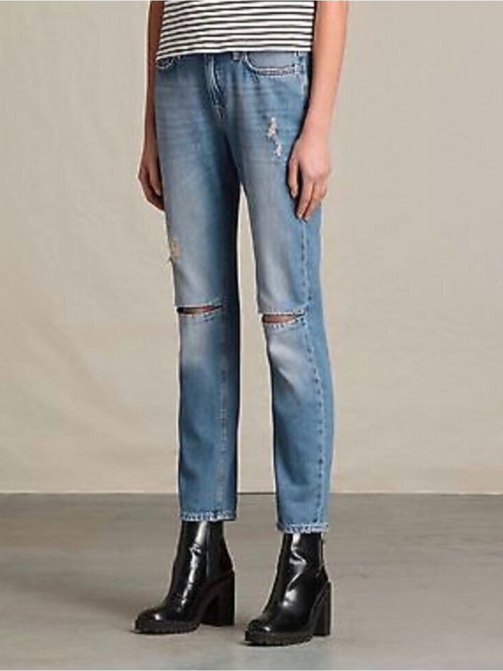 AllSaints Slit Boyfriend Denim Jeans Light Wash Womens Sz. 25